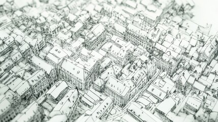 Hand-Drawn Cityscape Illustration with Copy Space