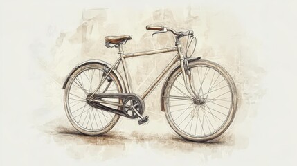 Fototapeta premium Vintage Hand-Drawn Bicycle on Artistic Workspace Background