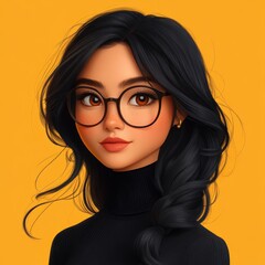 Fototapeta premium Creative female project manager avatar in a vivid background showcasing professionalism and style