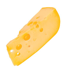 Piece of cheese. Emmental Swiss cheese isolated on white background