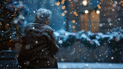 old woman sitting on a chair on christmas in a retirement home