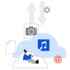 Young woman interacting with the data storage