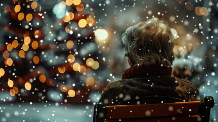 old woman sitting on a chair on christmas in a retirement home