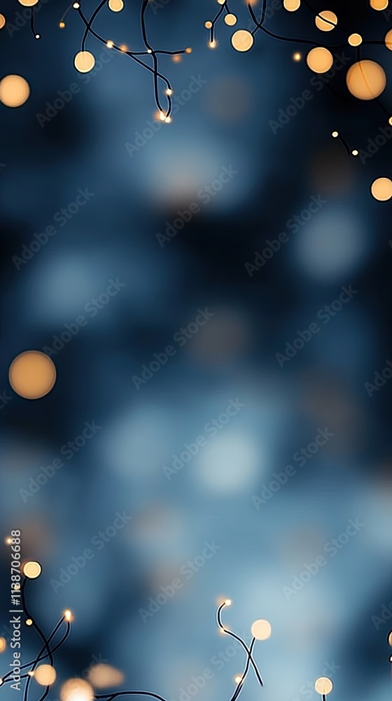 Poster futuristic cityscape features illuminated data transfer lines on a blue background, representing mod