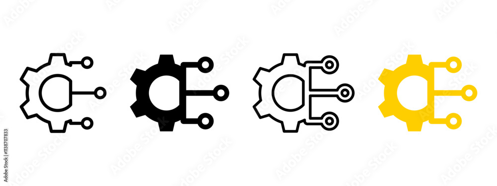Poster ai technology gear icon. digital electronic software cogwheel vector illustration. web cyberspace ne