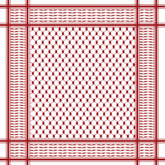 Palestine red and white Scarf pattern Arabic kufiya