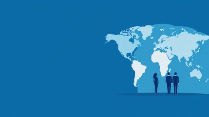 Global Vaccination Campaign Map with Healthcare Professionals in Background