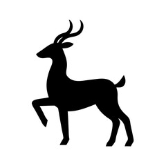 Create a Deer silhouette icon using black color, clean and smooth on a white background