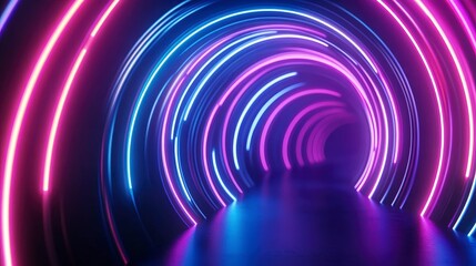 Obraz premium Vibrant light tunnel experience urban setting digital art illuminated environment abstract view