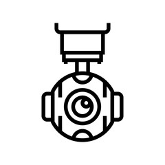 camera gimbal aerial vehicle line icon vector. camera gimbal aerial vehicle sign. isolated contour symbol black illustration