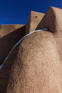 Rancho de Taos, New Mexico, United States. St Francis de Asis church, typical old adobe structure