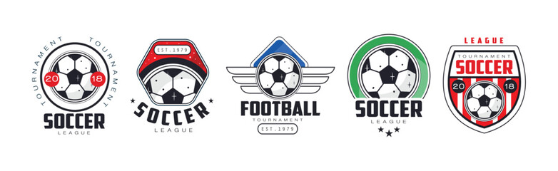 Obraz premium Football League Badge and Logo Design Vector Set