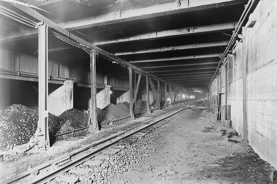 Coal filling process at railway depot facility