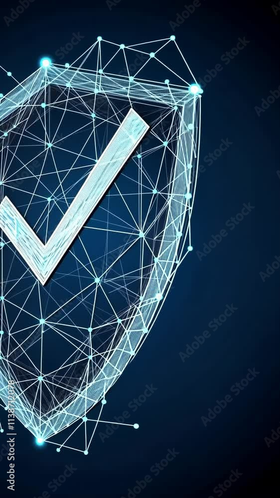 Poster digital shield symbolizing security with modern connections and technology represented in a network 