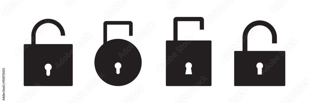 Poster lock icons set. padlock symbol collection. security symbol. lock open and lock closed icon - stock v