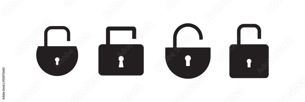 Poster lock icons set. padlock symbol collection. security symbol. lock open and lock closed icon - stock v
