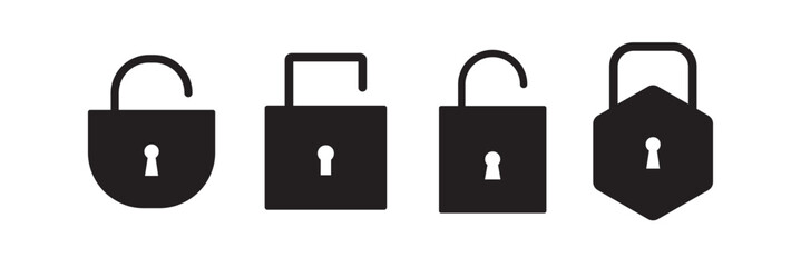 Padlock lock unlock icon. lock sign