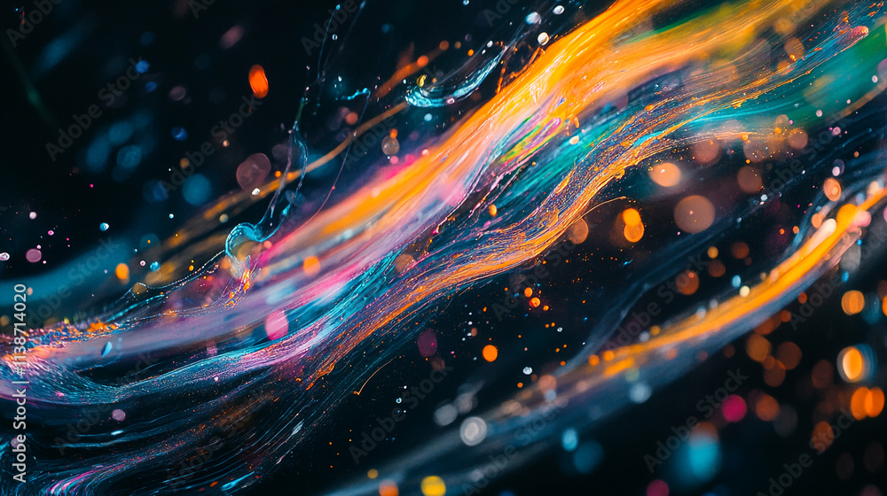 Poster colorful abstract waves of light and water creating a mesmerizing display of movement and depth