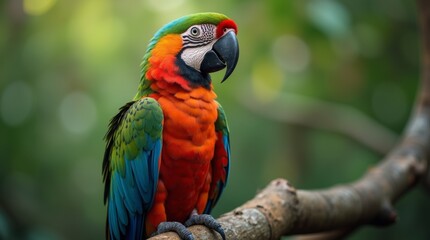 Fototapeta premium vibrant parrot perched on a branch, showcasing its colorful feathers and unique features