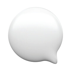 3d glossy white speech bubble icon circle shape isolated on white background