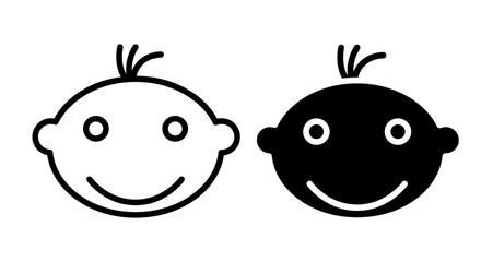 Baby Icons set in solid and thin line style