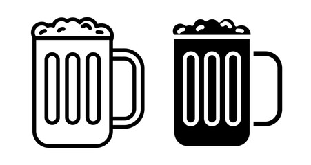 Beer Icons set in solid and thin line style