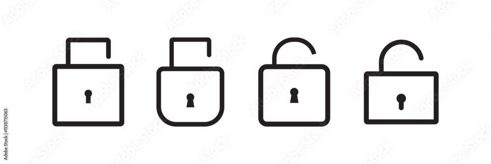Poster lock icon set simple design