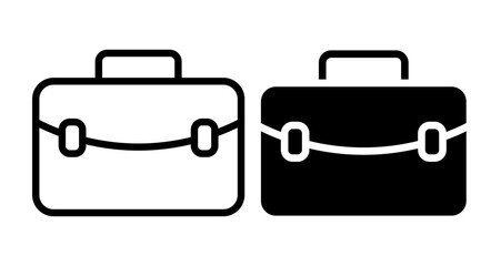 Briefcase Icons set in solid and thin line style
