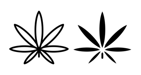 Cannabis leaf icons vector set for UI designs
