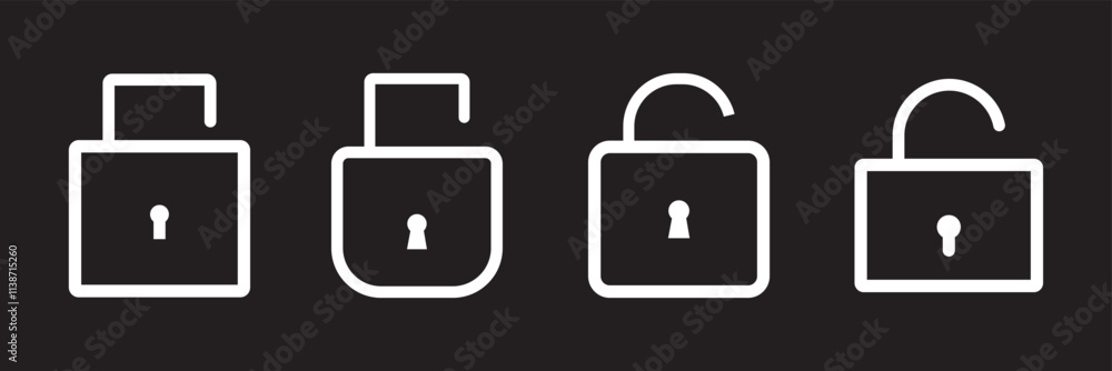 Poster lock icon set simple design