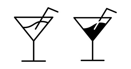 Cocktail Icons set in solid and thin line style