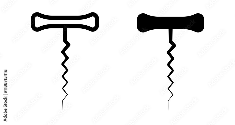 Poster corkscrew icons set in solid and thin line style