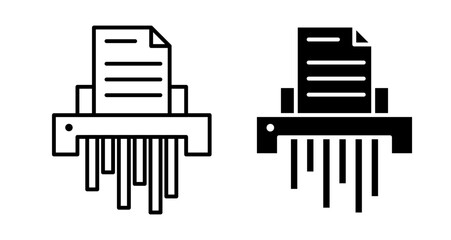 Document shredder Icons vectors. black solid and liner versions