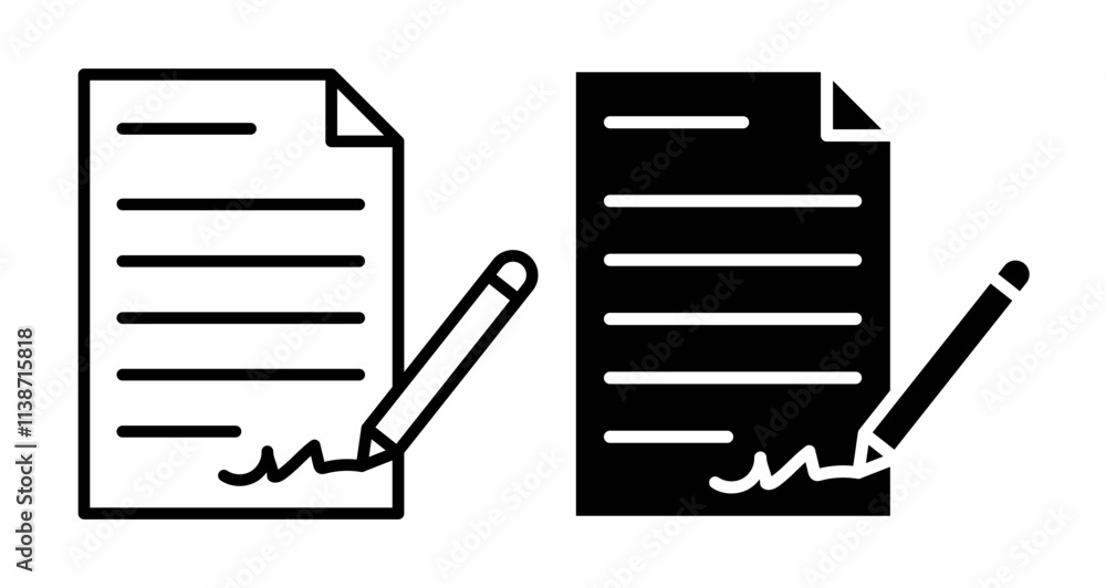 Poster form icons set in solid and thin line style