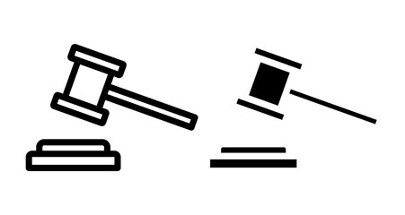 Gavel Icons set in solid and thin line style