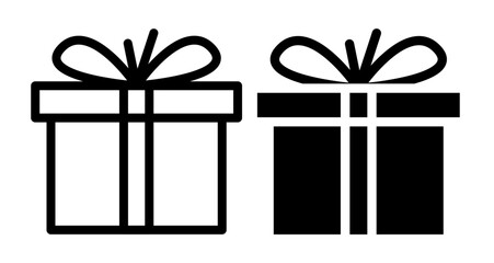 Gift Box Icons set in solid and thin line style