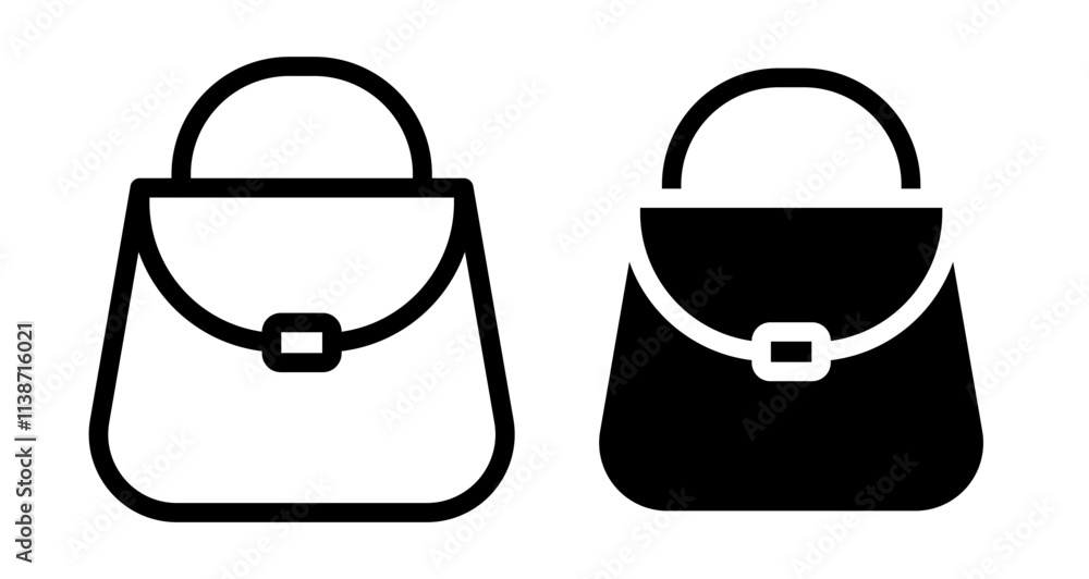 Poster handbag icons set in solid and thin line style