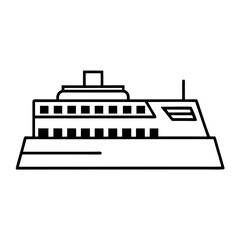 Ferry Terminal Line Art on White Background