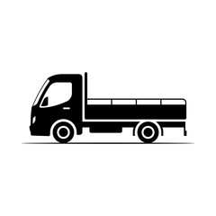 Small truck icon. Black silhouette. Side view. Vector simple flat graphic illustration. Isolated object on white background. Isolate.
