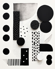 Fototapeta premium Abstraction, illustration contains various objects and handwritten sketches in light black and pink style, bold lines and shapes, composition of geometric shapes, wavy lines and irregular shapes.