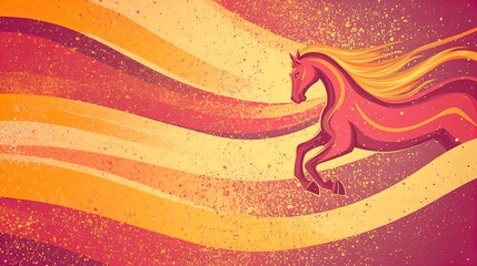 Abstract Golden Horse Galloping: Captivating Art Piece with Molten Gold Trails and Metallic Textures - Perfect for Sporty Interior Posters and Modern Decor