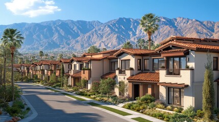 Luxurious modern villa surrounded by lush mountains and greenery at twilight