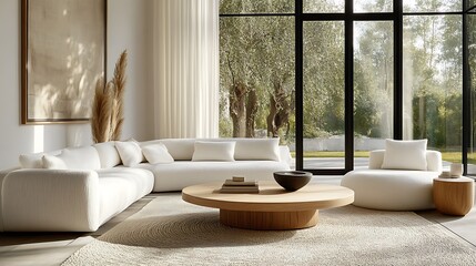 Beautiful Modern Living room Interior with furniture's ,mockup frame , posters, wall -3d Rendering