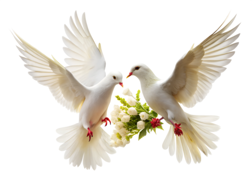 white dove flying isolated on white background. Png transparent