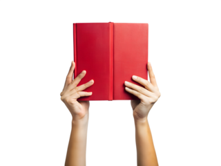 person holding red book isolated on white Png