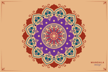 Luxury mandala design template, colorful floral ethnic oriental style background for coloring book, vector illustration