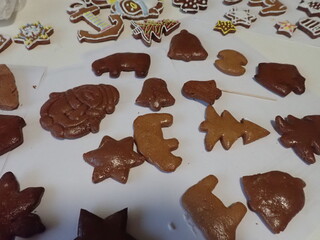 traditional christmass gingerbreads in various shapes