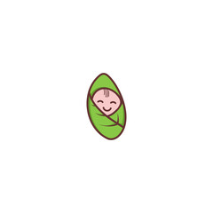 baby leaf logo, nature baby logo, cute baby leaves logo