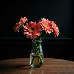 flower, vase, bouquet, flowers, nature, plant, bloom, blossom, beauty, floral, decoration, petal, flora, beautiful, glass, green, frame, gerbera, table, interior