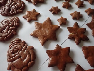 traditional christmass gingerbreads in various shapes